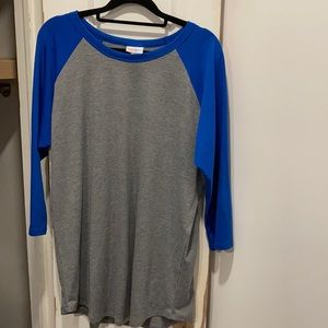 LuLaRoe Blue and Gray Women's Top Jersey